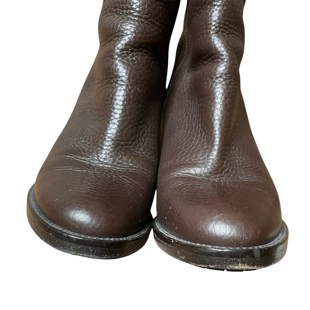 Aquatalia Beryl Brown Pebbled Leather Heeled Boots Size 7 1/2 Made In Italy - Picture 7 of 13